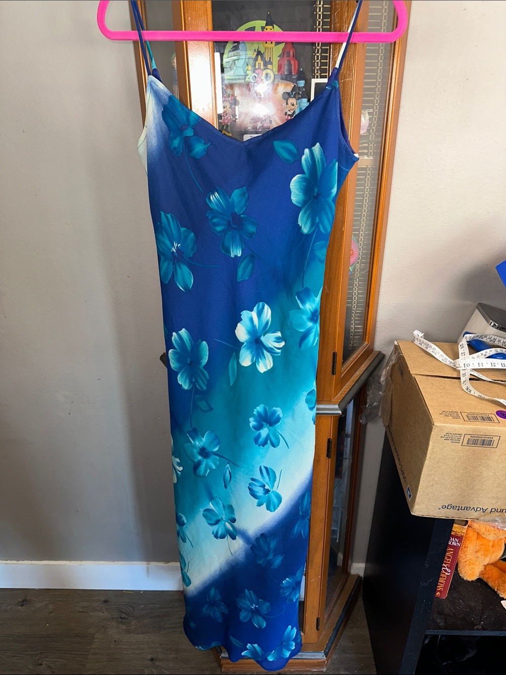 City Triangles Blue & Teal Floral Maxi Slip Dress